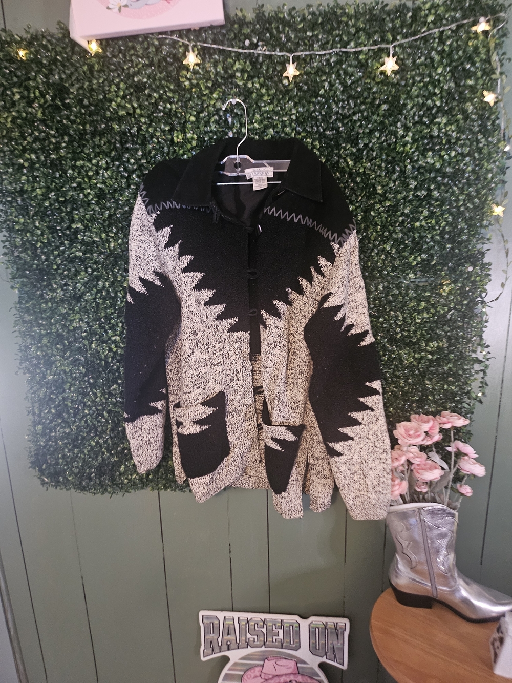 Vintage Sandy Starkman Southwest Geometric Knit Jacket